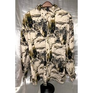 Rugged Earth Nature Deer Print Hunting Button Up Shirt Outdoor Lodge Mens XL